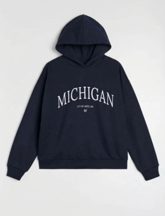 هودی توکرکی وارداتی سرمه ای طرح Michigan برند Sinsay