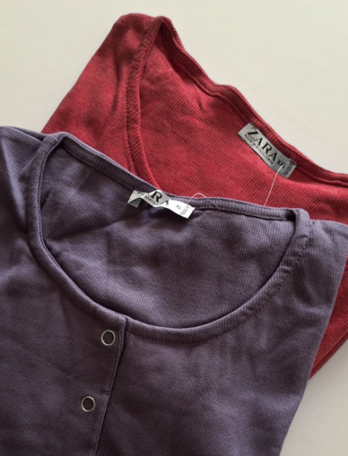 تیشرت کراپ کبریتی جلو دگمه زارا